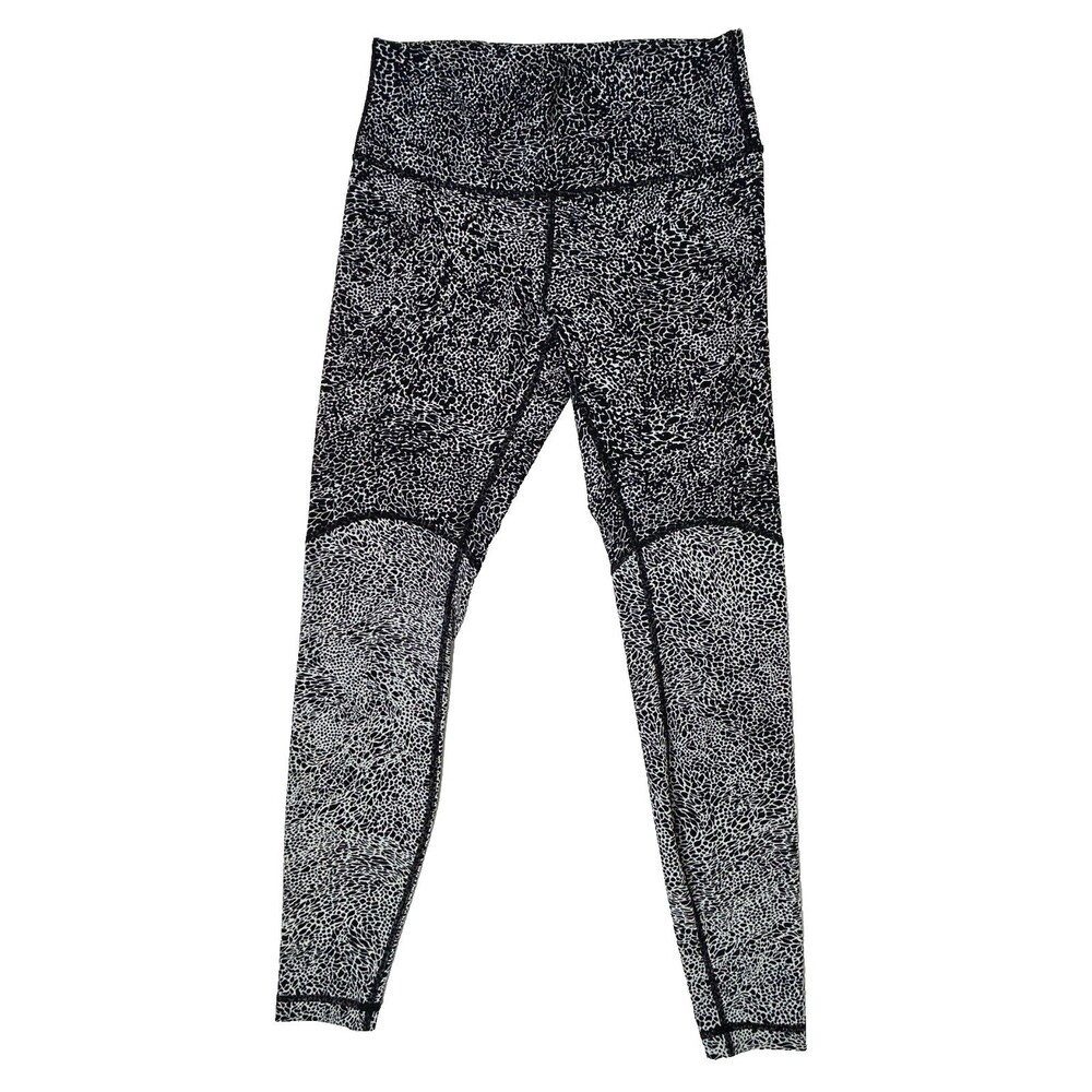 Lululemon Wunder Under High Rise Yoga Pants Leggings Black & White Block Tight 8
